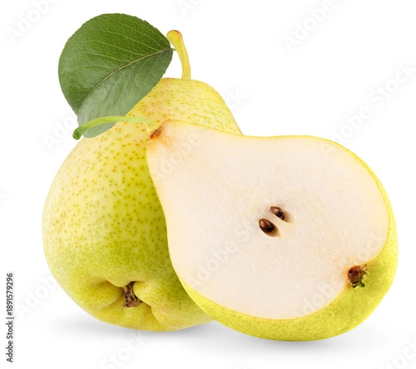 Obraz pears with leaf isolated on white background