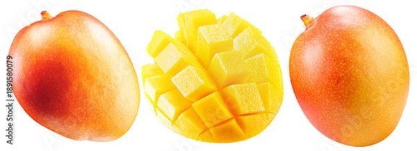 Obraz Mango slices isolated on white background