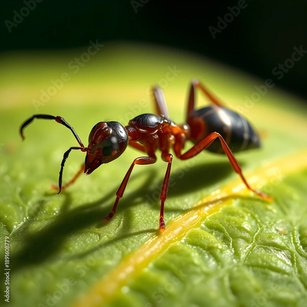 Obraz red ant on leaf