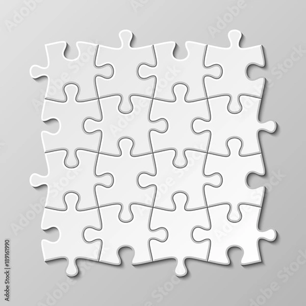 Fototapeta White blank puzzle piece vector set