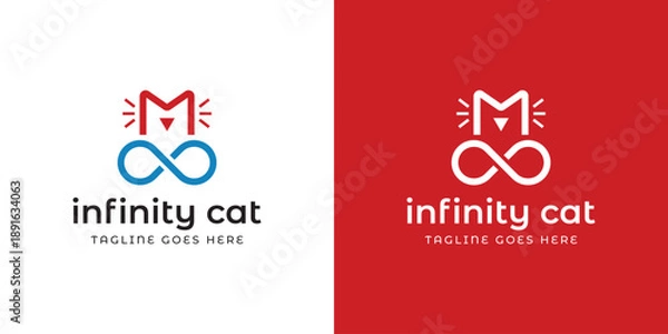 Obraz Infinity Cat Logo Design with Creative Line Symbol