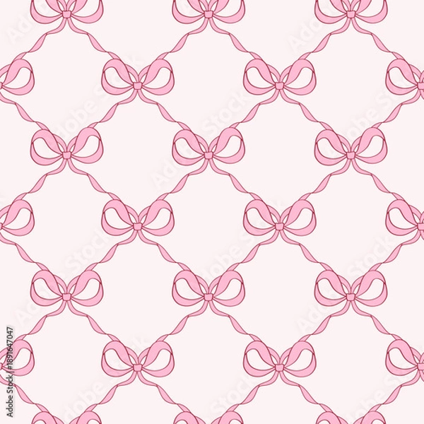 Fototapeta Seamless Pattern with pink bows 