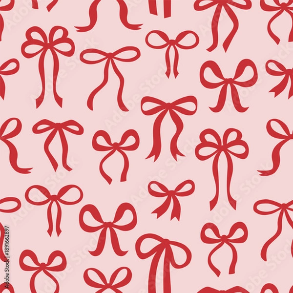 Fototapeta Seamless Pattern with red bows 