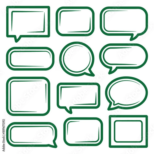 Obraz Speech bubbles and frames with doodle line elements vector set