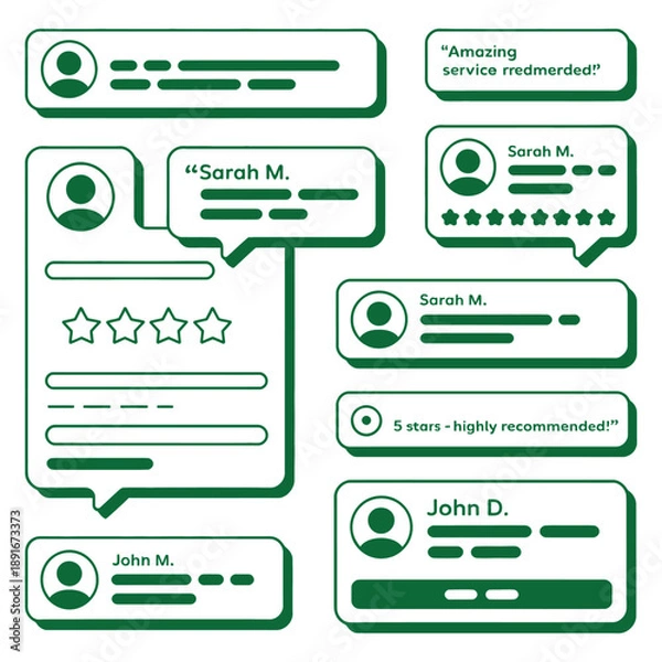 Obraz Customer testimonials and reviews flat vector icon set