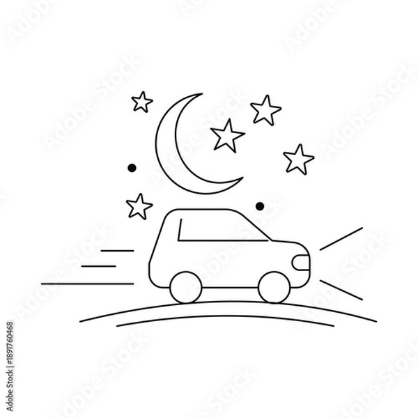 Obraz Night Journey Icon. Vector Design