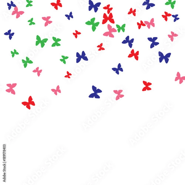 Fototapeta Spring Background with Colorful Butterflies. Simple Feminine Pattern for Card, Invitation, Print. Trendy Decoration with Beautiful Butterfly Silhouettes. Vector Background with Moth