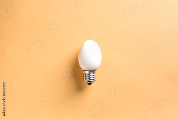 Fototapeta Light Bulb Egg shell on Base Concept  Energy Saving 
