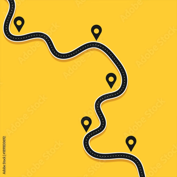 Obraz Roadmap template with location pins
