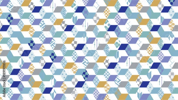 Obraz 冬の季節の彩り和柄背景イラスト