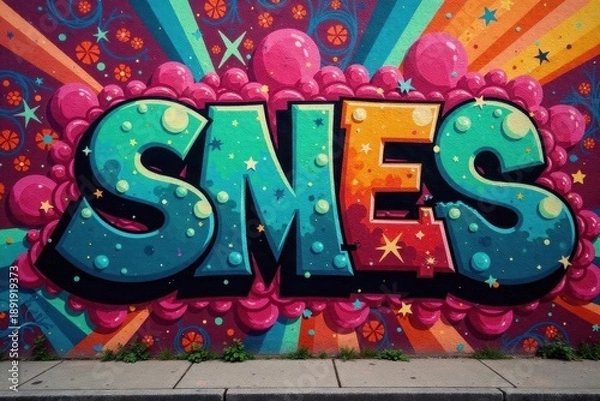 Obraz Intricate colorful graffiti, layered patterns, digital, backdrop