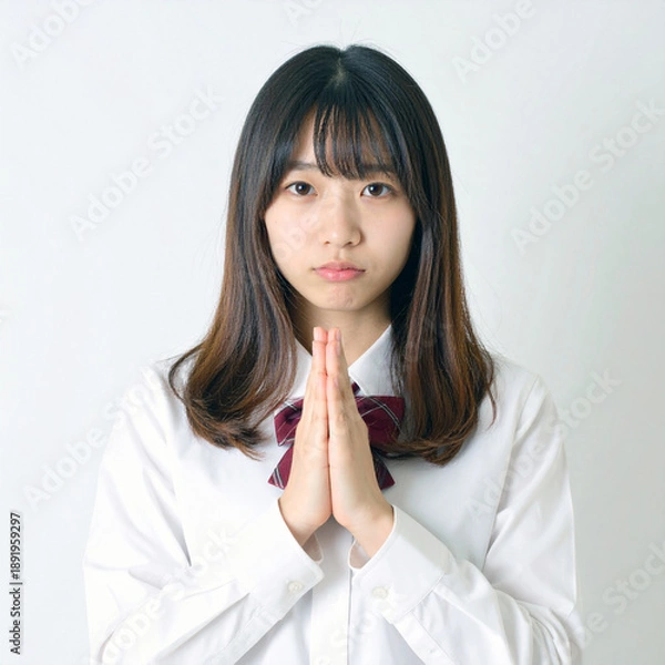 Obraz お願いポーズの女子高生