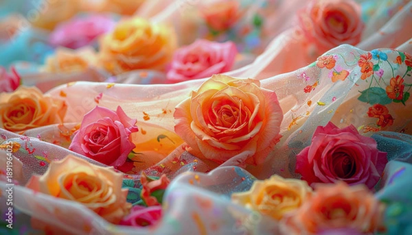 Obraz バラの花を並べた背景素材