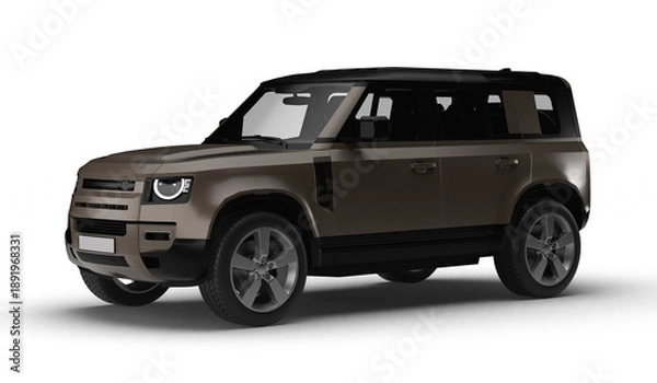 Obraz Brown Modern SUV Slight Left Front View 3D Render on Transparent Background
