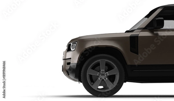 Obraz Brown Modern SUV Left Side Half Section Front View 3D Render