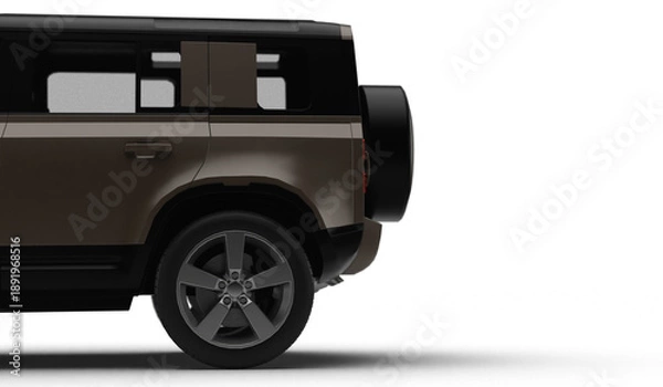 Obraz Brown Modern SUV Left Side Half Rear Section 3D Render on Transparent Background