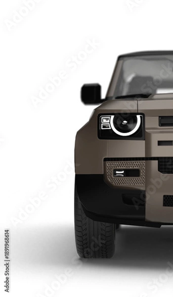Obraz Brown Modern SUV Partial Front Right Section 3D Render on Transparent Background