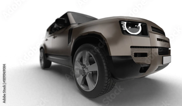 Obraz Brown Modern SUV Slight Right Front View 3D Render on Transparent Background