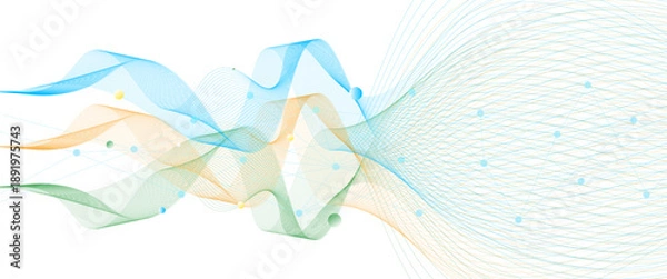 Fototapeta Big Data Stream Information Technology Artificial Intelligence. Data Transfer Visualization on White Background