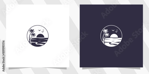 Obraz minimalist beach logo design vector