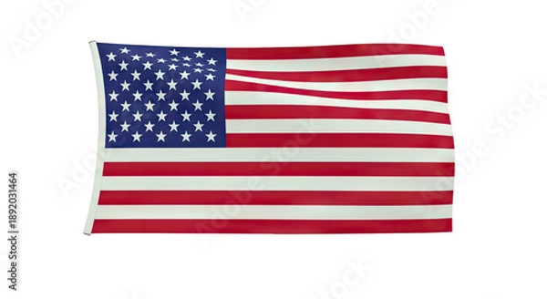 Obraz Waving American Flag on White Background