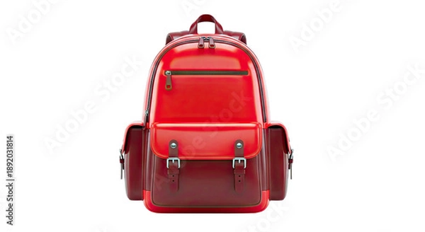 Fototapeta Red Backpack with Buckle Closures