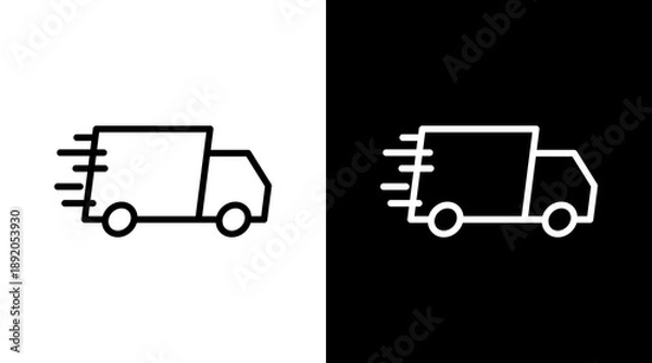 Obraz Fast Delivery White Icon Set Vector 