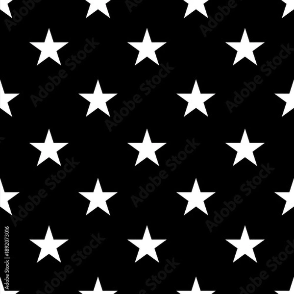Fototapeta Black and White Seamless Star Pattern Background