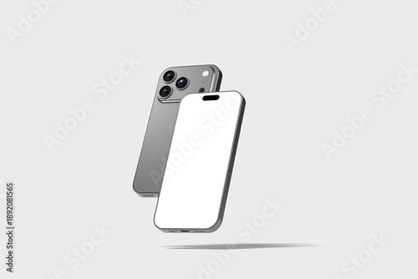 Obraz Side view angle two mobile realistic mockup blank	