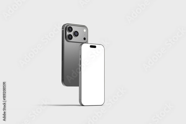 Obraz Front view angle two mobile realistic mockup blank	