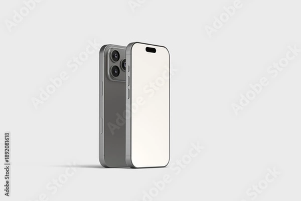 Obraz Side view angle two mobile realistic mockup blank	