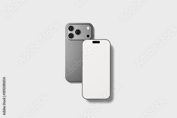 Obraz Top view angle two mobile realistic mockup blank	