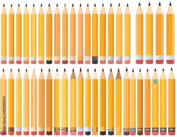 Obraz 並べた沢山の鉛筆