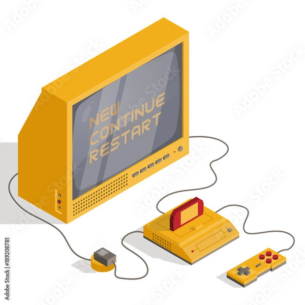 Obraz Isometric low poly retro console with tv