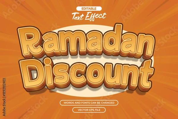 Obraz Ramadan discount editable text effect with cartoon text style and with comic background