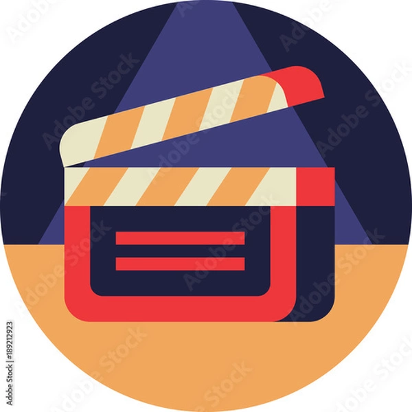 Obraz Cinema Clapperboard Icon in Flat Style