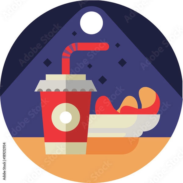 Obraz Cinema Food Icon In Flat Style