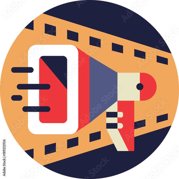 Obraz Cinema Directors Loudspeaker Icon in Flat Style