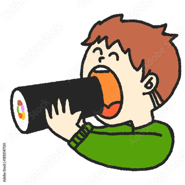 Obraz 恵方巻きを食べる男の子