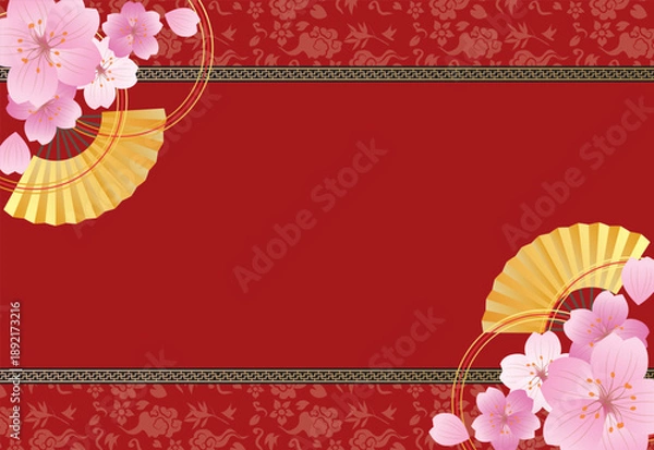 Obraz 中華風フレーム飾り　春の桜背景