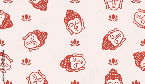 Fototapeta Cute buddha seamless pattern background