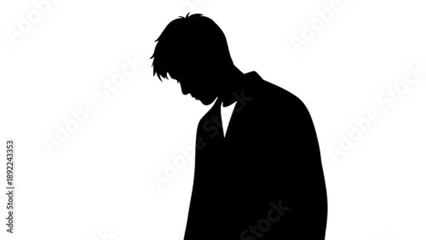 Obraz Sad man silhouette standing alone