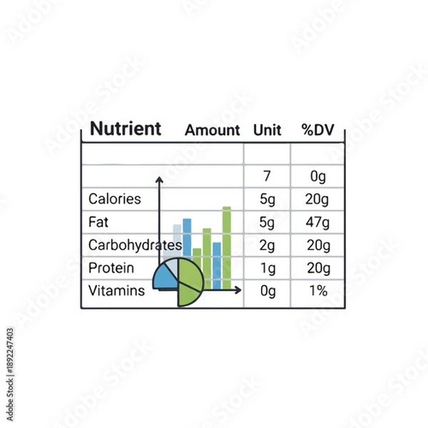 Obraz Nutrition Label with Graph and Pie Chart