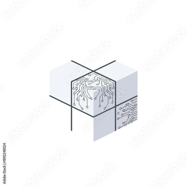 Obraz Cube with Circuit Pattern and Straps