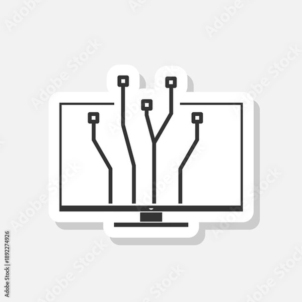 Obraz Smart TV icon sticker isolated on gray background