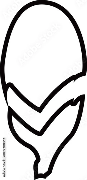 Obraz つぼみのアウトライン白黒線画イラスト 透明背景