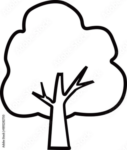 Obraz 木のアウトライン白黒線画イラスト 透明背景