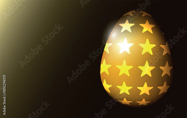 Fototapeta Easter egg with a pattern on a dark background. copy space