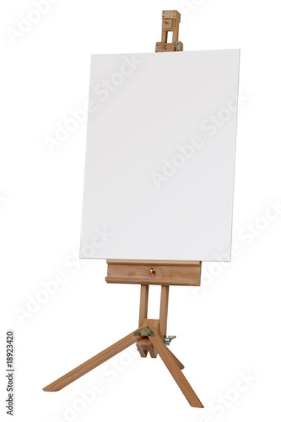 Fototapeta Wooden easel with blank canvas