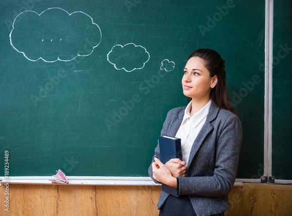Obraz dreamy teacher standing at the blackboard